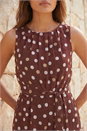 Brown Spot Pleat Neck Jumpsuits, Image 4 of 4