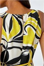 Lime Abstract Print Halter Neck Maxi Dress, Image 4 of 5