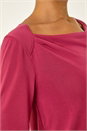 Burgundy Cowl Neck Premium Stretch Top, Image 5 of 5
