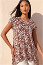 Brown Animal Print Hanky Hem Stretch Top, Image 1 of 4