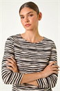 Black Stretch Textured Stripe Top, Image 3 of 4