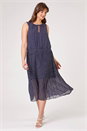Navy  Curve Polka Dot Pleated Midi Dress, Image 3 of 4
