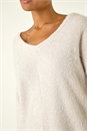 Beige Soft Touch Textured Stretch Top, Image 5 of 5