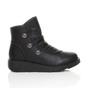 Black AJVANI Black Low Wedge Comfort Button Ankle Boots, Image 2 of 6
