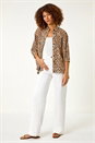 White Cotton Blend Wide Leg Stretch Jeans, Image 1 of 7