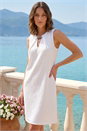 White Petite Chain Trim Dress, Image 1 of 4