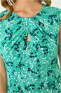 Aqua Ditsy Floral Keyhole Twist Dress, Image 5 of 5