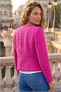 Violet Collarless Boucle Jacket, Image 3 of 4