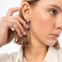 Silver Full Pave Cross Sterling Silver Drop Hoop Earring, Image 4 of 7