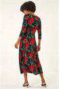 Red Rose Ruched Midi Dress, Image 3 of 5