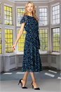 Navy Julianna Polka Dot Chiffon Midi Dress, Image 2 of 4