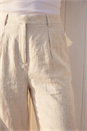Natural  Linen Blend Wide Leg Trousers, Image 4 of 4
