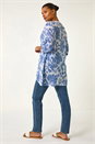 Blue Floral Print Wrap Hem Tunic Top, Image 3 of 5