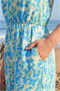 Blue Dusk Abstract V-Neck Playsuit, Image 4 of 4