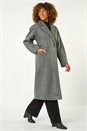 Grey Longline Brushed Double Breasted Coat, Image 1 of 7