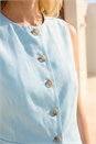 Light Blue  Buttoned Waistcoat, Image 4 of 4