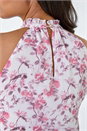 Light Pink Floral Print Halter Neck Frill Top, Image 5 of 5