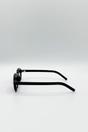 Black Retro Rounded Square Sunglasses In Black, Image 4 of 5