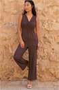 Chocolate Petite Textured Jumpsuit, Image 2 of 4