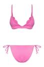 Pink Applique Detail Triangle Bikini Set with Tie Side, Image 4 of 5