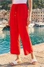 Red Petite Elasticated Waist Cropped Trousers , Image 2 of 4