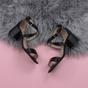 Black AJVANI Black Mid Block Heel Crossed Straps Sandals, Image 4 of 6