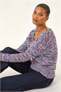 Blue Tape Yarn V-Neck Knit Jumper , Image 1 of 5