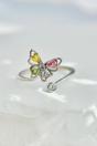 Multi Sterling Silver CZ Butterfly Ring, Image 1 of 4