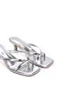 Silver XY LONDON Silver 'Tiana' Kitten Heel Sandal Mules With Toe Post, Image 3 of 6