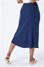 Navy  Petite Plain Bias Cut Midi Skirt, Image 3 of 5