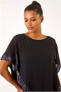 Purple Sequin Hem Overlay Stretch Top, Image 4 of 5