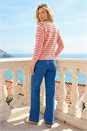 Orange Stripe Pointelle Crew Neck Knit, Image 2 of 4