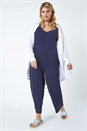 Navy Curve Polka Dot Stretch Jersey Jumpsuit, Image 1 of 5