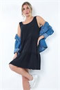 Black Dusk Tiered A-Line Cotton Dress, Image 1 of 5