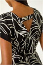 Black Linear Textured Midi Dress, Image 5 of 5