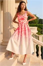 Coral Petite Floral Waist Stretch Midi Dress, Image 1 of 4