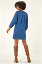 Denim Cotton Denim Button Shift Dress, Image 3 of 5
