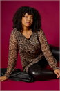 Natural  Curve Animal Frill Cuff Top, Image 7 of 8