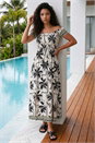 Ivory  Petite Palm Bardot Midi Dress, Image 2 of 4