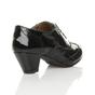 Black Mid Cuban Heel Brogue Ankle Shoe Boots, Image 4 of 6