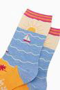 Cream Beach Sunset Bamboo Socks - Cream/Blue, Image 3 of 4