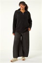 Black Curve Side Stripe Wide Leg Trouser, Image 2 of 5