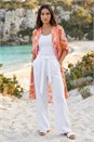 Pink Abstract Print Longline Blouse, Image 2 of 4