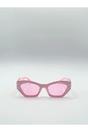 Pink SVNX Pink Angular Cat-Eye Sunglasses in Pink, Image 1 of 3