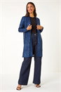 Navy  Longline Sequin Stretch Jacket, Image 2 of 5