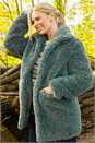 Grey Curly Soft Borg Coat, Image 4 of 4
