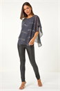 Grey Sequin Asymmetric Overlay Top, Image 4 of 5
