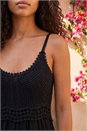 Black Petite Crochet Bodice Cotton Maxi Dress, Image 4 of 4