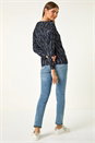 Teal Tie Hem Geometric Print Top, Image 4 of 5