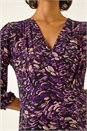 Purple Abstract Print Midi Dress, Image 5 of 5